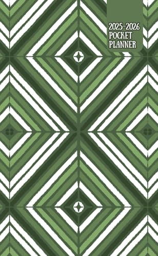 2025-2026 Pocket Planner: Green Geometric 18-Month Mini Calendar Book for Purse (July '25-Dec '26)
