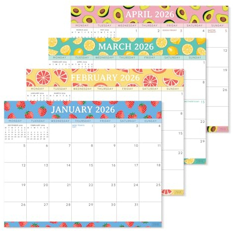 S&O Fresh Fruity Magnetic Fridge Calendar from January 2026-June 2027 - Tear-Off Refrigerator Calendar to Track Events & Appointments - 18 Month Magnetic Planner for Fridge for Easy Planning-8x10 in