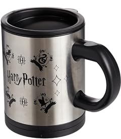 Harry Potter Self Stirring Drinks Mug 300ml Battery Powered Cup for Coffee, Tea, Hot Chocolate & More, Black