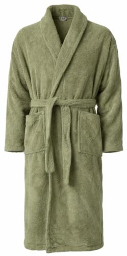 Adore Home Mens & Ladies 100% Cotton Shawl Collar Bathrobe Dressing Gown | Men's & Women's Soft Absorbent Robe with Shawl Collar, Belt and Pockets