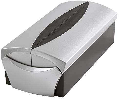 HAN Visitenkartenbox VIP SILBER EDITION - Visitenkartenbox im überzeugenden Design mit patentiertem Deckel für 500 Visitenkarten und 1 zusätzliches Visitenkarten-Etui Go VIP, silber, 2755-77