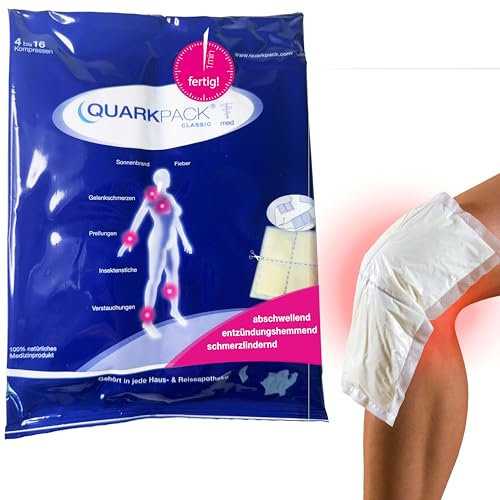 QUARKPACK® natürliche Quark-Kühlkompresse (Topfenwickel), 20 Stück Vorteilspackung (5 Packungen à 4 Stück = bis zu 80 Anwendungen) Kühlpads für Gesicht Kühlpack Zahn OP