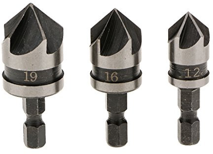Malayas 3pc 1/4 pulgadas hex 12, 16,19mm Avellanado Broca de Taladro Potencia Fijado Para Madera Metal