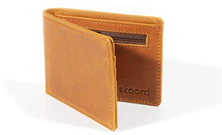 skaard Kleine Geldbörse Herren aus echtem Leder in Braun, Klein mit RFID Schutz