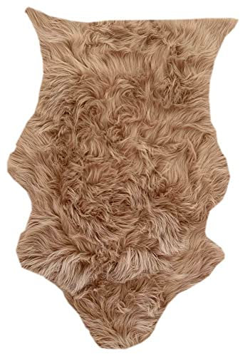 zeitzone Künstliches Schaffell Kunstfell Hellbraun Kuscheliges Lammfell Imitat 90x60 cm