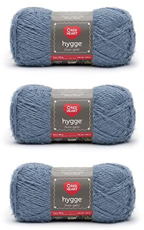 Red Heart Hygge Slate Blue Yarn - 3 Pack of 227g/8oz - Acrylic Nylon Blend - 5 Bulky - 212 Yards - Knitting/Crochet
