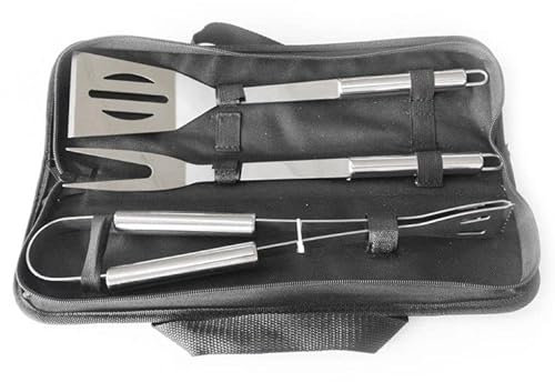 Barbecue BBQ set de 3 ustensiles en acier inoxydable professionnel