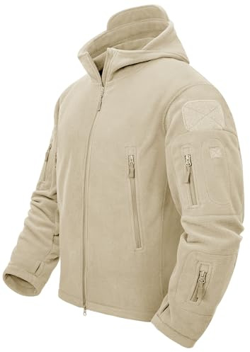 TACVASEN Chaqueta Polar Hombre con Capucha Militar Resistente al Viento