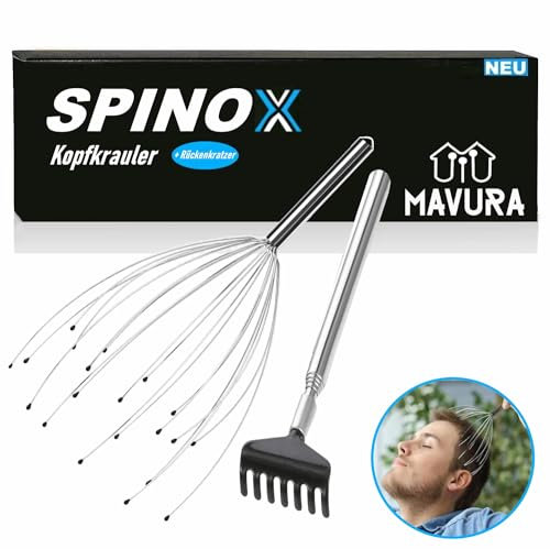 Spinox [The Original] Head Massager Spider Head Massage Head Claw Krauler + Free Back Scratcher [2 Pieces]