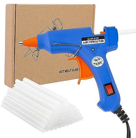 talifoca Pistola de pegamento caliente + 40 barras de pegamento caliente, pistola de pegamento caliente, juego de pistola de pegamento para manualidades, arte industrial, pequeñas artesanías en casa y