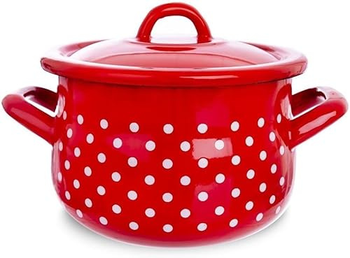 Emaljkruka emaljerad kastrull med lock 16 cm TECKA 2,3 L