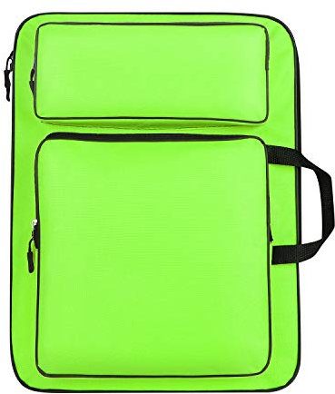 Zeichentasche A3 Transporttasche 8K Zeichenmappe mit Griff Schultergurt Rucksack Kinder Kunstmappe für Zeichentafel Skizzenbuch Transportmappe Malerei Zeichenplatte Tragetasche Outdoor Grün