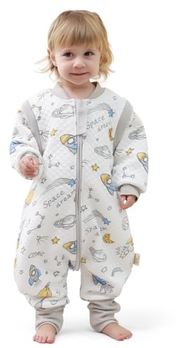 MIKAFEN BabysovsäCk 2,0 Tog, Med FöTter, Avtagbara äRmar Pyjamas FöR Barn | 100 % Bomull, TvåVäGsdragkedja, Smidigt BlöJbyte, LäMplig FöR VåR‑HöSt‑Vinter,4‑5 år