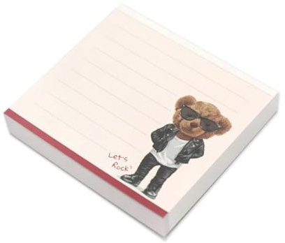 Frontia Block Notepad, Bear, Memo Paper Cube with Illustrated, 120 Sheet, Non-Sticky Memo Pad for Office, and Home
