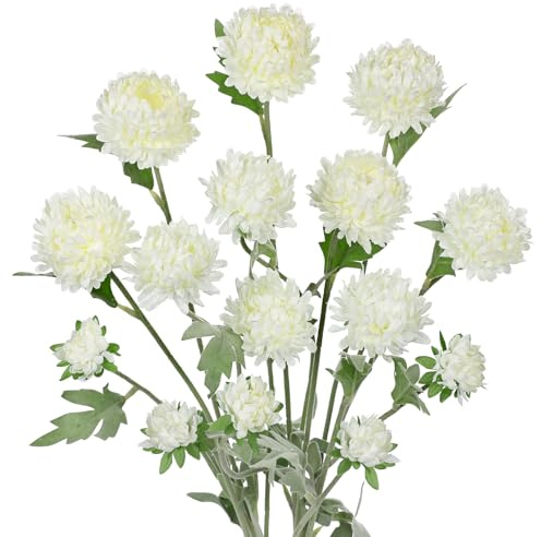 Arborus 5 st vita falska krysantemumblommor 70 cm höga konstgjorda blommor för golvvaser lång stam falskt siden krysantemum blommor för hantverk arrangemang vas bordsuppsats hem bröllop inredning