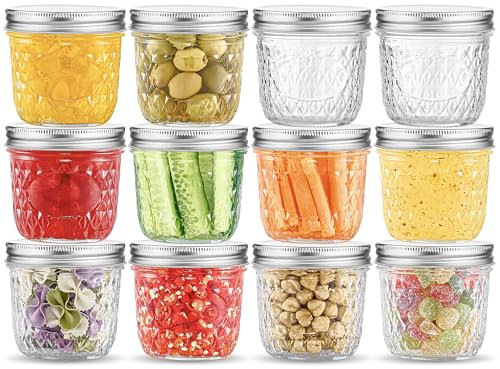 Danmu Art 12-Pack 250ml Wide Mouth Mason Jars with Lids - 75mm Extra Wide Opening for Easy Filling, Freezer & Dishwasher Safe - Ideal for Canning, Storage, Meal Prep, Candles, Gifts (12)