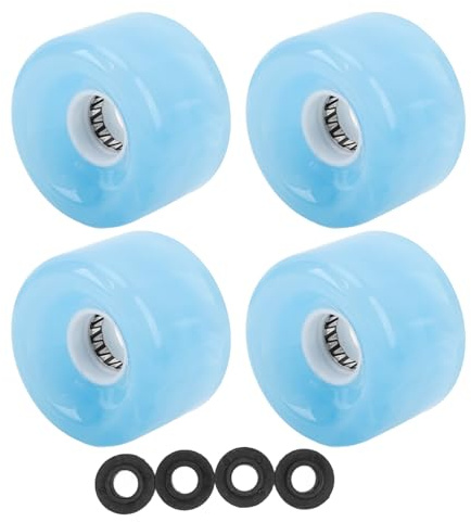 Culnflun Skateboard Wheel Set Replacement 78A Hardness PU Translucent Flashing Longboard Skateboard Wheel Roller for Cruiser Longboarding