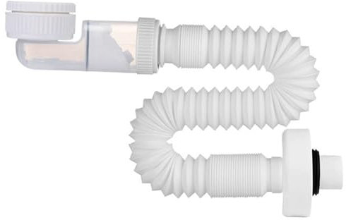 Flexible Siphon Lavabo 1 1/4, Tuyau de Vidange Remplaçable Pièges à Déchets Universels Evacuation Lavabo Siphon Gain de Place pour Lavabo de Salle de Bain
