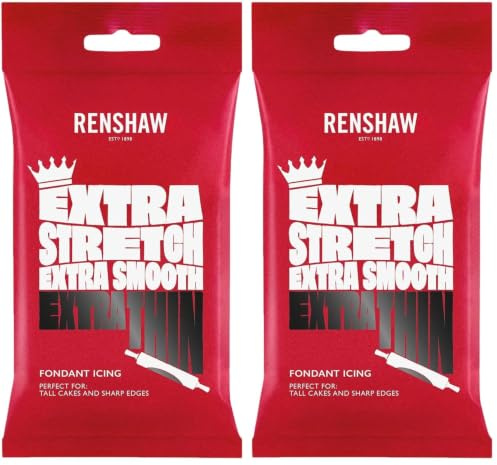 Renshaw Extra Stretch, Smooth & Thin Fondant Icing - Black, 1 kg (Pack of 2)