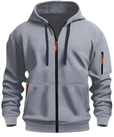 MakingDa Huvtröja med dragkedja för män pullover ficka långärmad manschett skjortor huvtröja fleece smal passform vardaglig tröja med huva