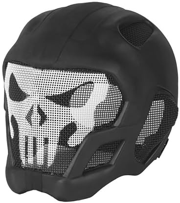 Nero, Leggero Casco Integrale Con Calotta In EVA E Maglia Ventilata In Acciaio Per Giochi Tattici