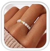 LOLIAS Bague Spinner pour Femmes Perles Pierre Perle Naturelle Bague Reglable Femme Anneau Réglable Anneau 49-54 57-62