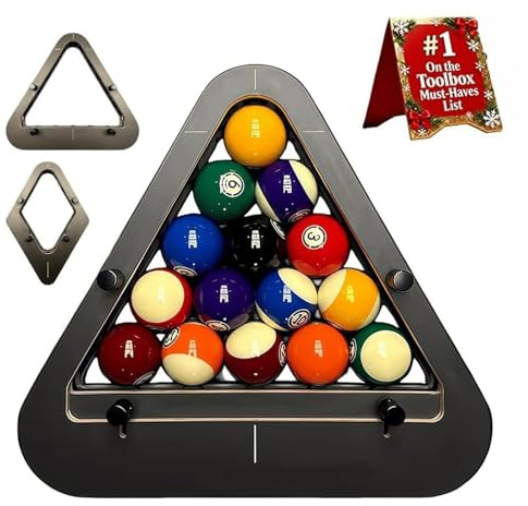 Smart Rack Pool Triangle, 8-Ball PRO Precision Billiard Triangle, Wooden Pool Frame for Tight, Consistent Racking, Rack Tool for Standard Pools Tables, Billiards Accessory B