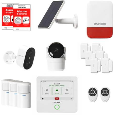 Daewoo Security Allarme Casa Collegata Touch Plus Max - Sistema di Allarme senza Abbonamento con Telecamere HD Interne ed Esterne, Sirena Solare, 6 Sensori Porta e 3 Sensori Movimento
