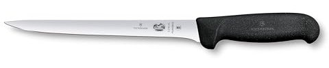 Victorinox Fibrox Filetiermesser, Scharfes Küchenmesser für Fleisch und Fisch, 20 cm, Gerade Klinge, Flexibel, Rostfreier Stahl, Schwarz