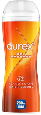 Durex 2-in-1 Ylang Ylang Massage & Water-Based Lube, 200 ml, Sensual Aromatherapy, Smooth Silky, Ideal for Couples, Long-Lasting, Non-Sticky, Skin-Friendly, Easy Clean
