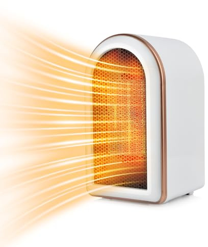 FGHB Heizlüfter Klein Energiesparend, Mini PTC Keramik Elektroheizung Leise,Mobile Heizung Elektrisch Steckdose 1200W/800W & Überhitzungsschutz,Heizungslüfter Heizungsventilator Tischheizung Tragbar