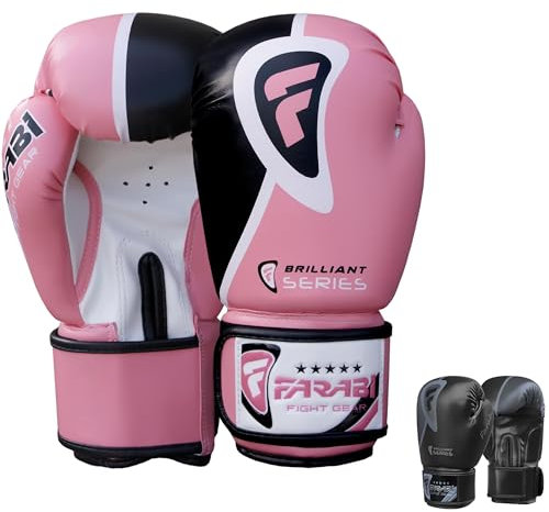 Farabi Sports Boxhandschuhe 10 oz, 12 oz, 14 oz, 16 oz Box Handschuhe für Training, Sparring, Kickboxen, MMA, Muay Thai, Boxhandschuhe männer & Damen Kampf Handschuhe (Pink Brilliant, 8-oz)