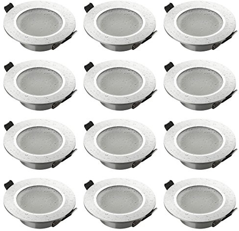 SEBSON Gehäuse für Einbaustrahler Bad IP44 mit GU10 Fassung LED Halogen 230V - Einbaurahmen Aluminium, Lochdurchmesser 70mm (67-83mm) für Einbau Deckenleuchten - 12er Set