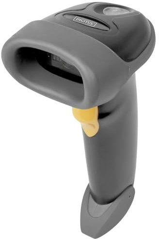 DIGITUS DA-81002 – 2D Barcodescanner – Bidirektional Handscanner – 200 Scans/s – 10 cm Scanweite – 2 m Kabel USB-RJ45 – IP54 – Ergonomischer Griff – Strichcodes & QR-Codes – Schwarz/Grau
