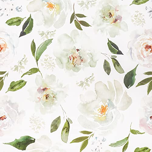 VEELIKE Papel Pintado Jazmín Blanco Acuarela Floral Papel Pared Vintage Papel Adhesivo para Muebles Flores Decorativo Habitacion Papel Autoadhesivo Pared Fotomural Papel Tapiz Salon Cocina 45cm×300cm