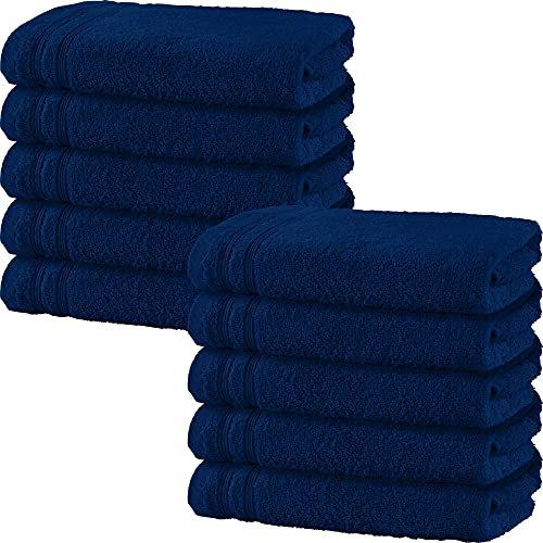 Erwin Müller Handtuch 10er-Pack Heidelberg 100% Baumwolle Marine Größe 50x80 cm - saugstark, gut trocknend, kompakt, leichte Qualität - ideal für Sport, Strand, Reisen