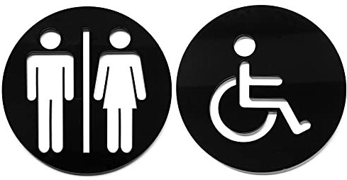 Aseos Cartel en Relieve Discapacitado y Mixto para Puertas Cartel Baños Señales WC Mujer Hombre Discapacitado Aseos Privado (Metacrilato Discapacitado/Mixto)