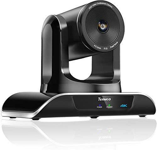 Tenveo 4K PTZ Kamera AI Auto-Tracking Gestensteuerung PTZ Kamera mit 5X Digitaler Zoom, 128° Weitwinkel Konferenzkamera mit 10 Voreingestellte, für Skype/Teams/Zoom Videokonferenz