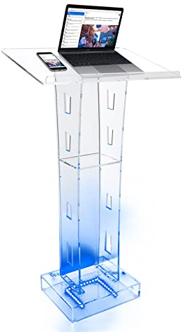 FUROMG Table de Conférence Podium en Acrylique, Podium Acrylique Transparent Pupitre Chaire Transparent Podium Conférencier Public Sol pour Cérémonie Séminaire Événement