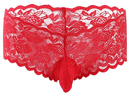 LKRSEEF Travesti String Gay Erotique Sexy Hot Bondage Coquin Corset Cosplay Lingerie Bretelle sous Vetement Mini Slip Transparent Sissy Chic Tenue Dentelle Jockstrap Cadeau Noel Homme