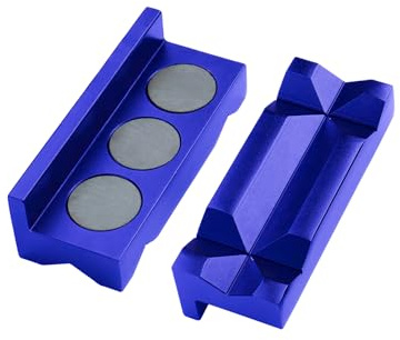 4 Vise Jaw Pads Magnetic Aluminum Vise Jaw Caps Reversible Pipe Vise An Fitting Vice Jaw Covers Professional Multipurpose Vise Protection Inserts (Electroplated Blue)