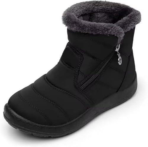 Scecocrs Stivaletti Invernali Da Neve Con Zip, Donna, Caldi Foderati in Pelliccia, Impermeabili Antiscivolo Per Esterno, Botas De Invierno Para Mujer
