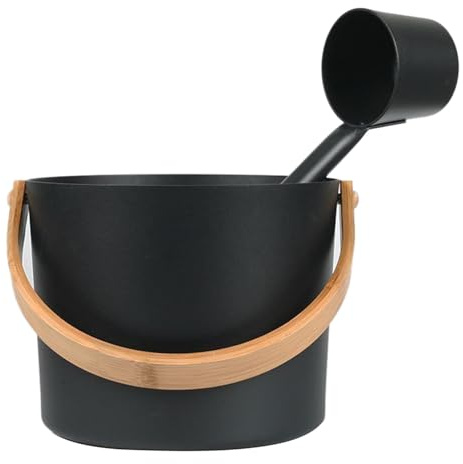 Secchio per sauna - Secchio per sauna in alluminio di lusso da 7 litri, kit di per sauna | Secchio da sauna in alluminio con cucchiai a manico lungo, mestolo da sauna abbinato