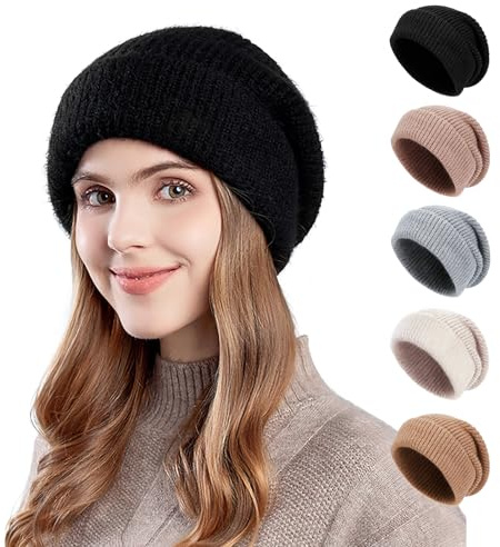 TAGVO Bonnet d'hiver Chaud Décontracté pour Femme, Bonnet Tricoté avec Protection Auriculaire, Coupe-Vent et Doux pour Usage Quotidien, Bonnet Élastique Confortable pour Activités en Plein Air