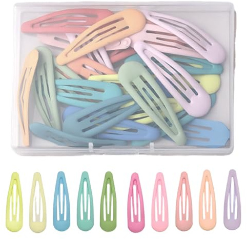 VYZUTR 30 Pièces Barettes Cheveux Fille, Colorées Barrettes à Cheveux en Métal Antidérapantes avec étui de Rangement pour Filles, Enfants, Adolescents, Accessoires Cheveux Fille Mignons