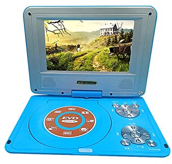 Bärbar DVD-spelare, DVD-spelare, Bärbar DVD-spelare med laddningsbart batteri vridbar skärm och dubbla högtalare Mobil DVD-spelare for barn,for Home, Car(Blauw)