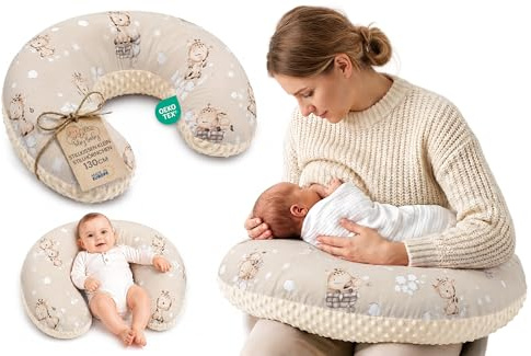 Totsy Baby Cojin Lactancia y Embarazada 130 cm - Almohada por lactante bebé cojín de Embarazo por Dormir o Cojines Maternidad Minky para Mujeres Embarazadas y Bebe Jirafas