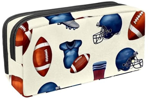 VAPOKF Federmäppchen, Federmäppchen, Schüler-Schreibwaren-Tasche mit Reißverschluss, für Jungen und Mädchen, Schul- und Bürobedarf, American Football, Sport, Helme, Schuhe
