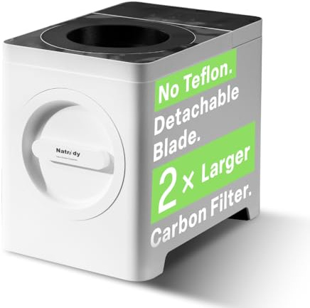 Natridy Electric Kitchen Composter | Indoor Food Waste Compost Bin for Kitchen Countertop | Odor-Free, 40dB Quiet, Industry-First Detachable Blade, Self-Cleaning | Japanese Design (100oz White)