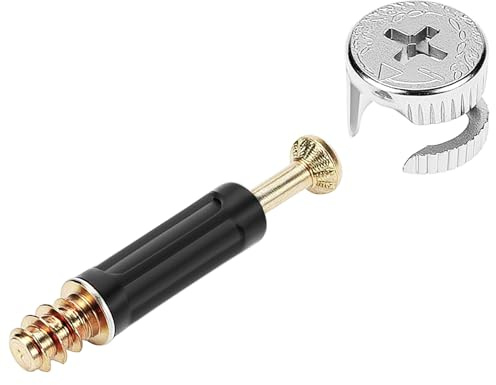 QWORK 50 par skåpkontakter excentrisk möbelkontakter, M6 x 40 mm skruvplugg, Ø 15 x 11 mm excenterkontakt
